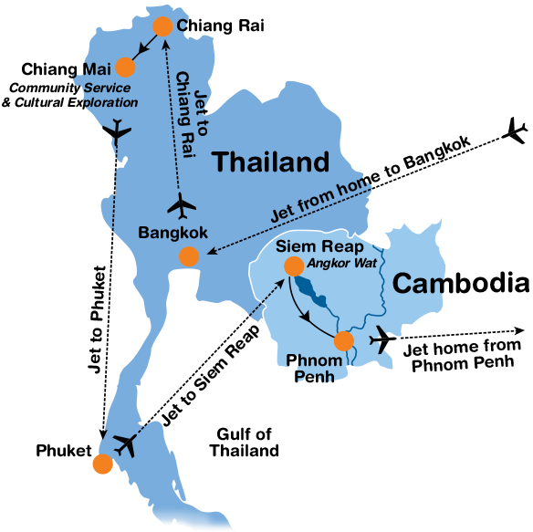 Itinerary Map for Adventure Thailand